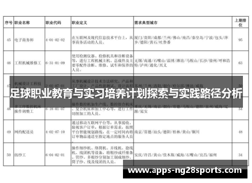 足球职业教育与实习培养计划探索与实践路径分析